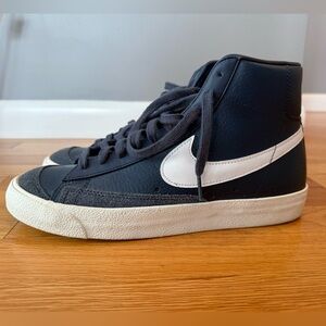 Nike Blazer Navy and White Leather High Top Sneakers